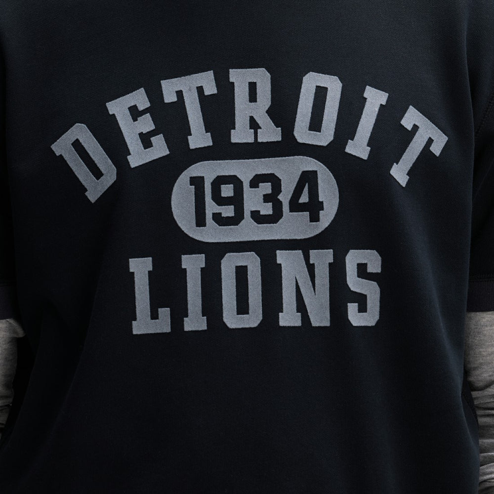 Detroit Lions IconicFleece Short Sleeve Sweatshirt - Black Sweatshirts