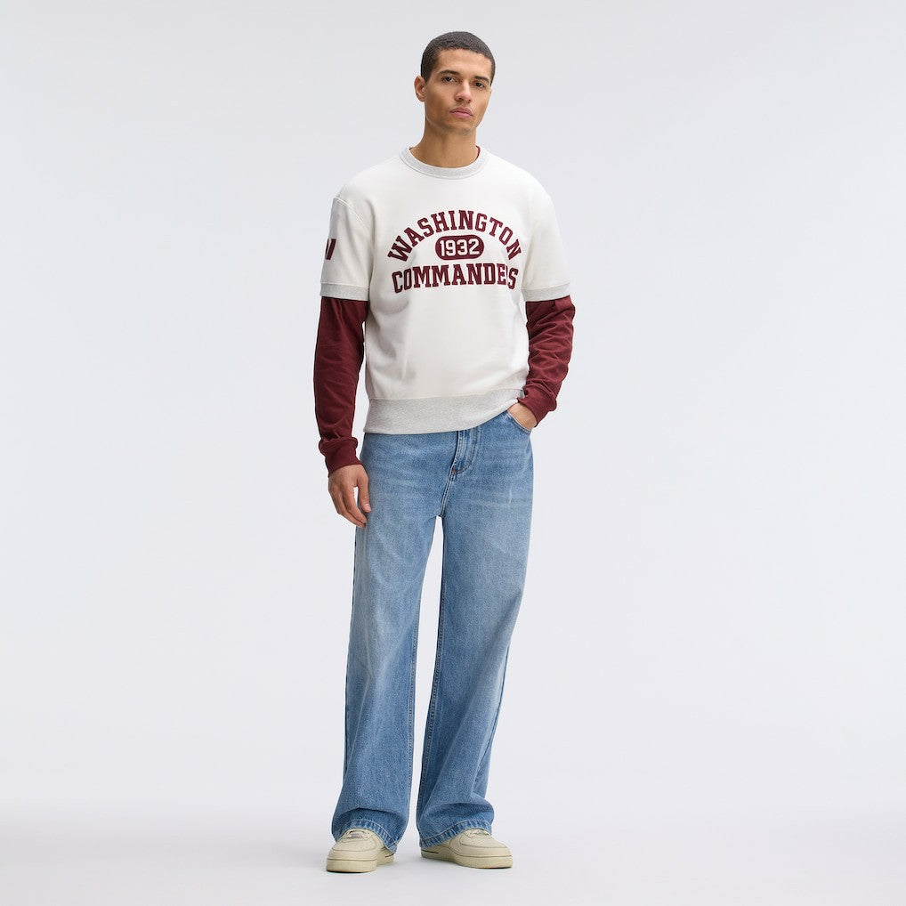 Washington Commanders IconicFleece Short Sleeve Sweatshirt - Oatmeal Sweatshirts