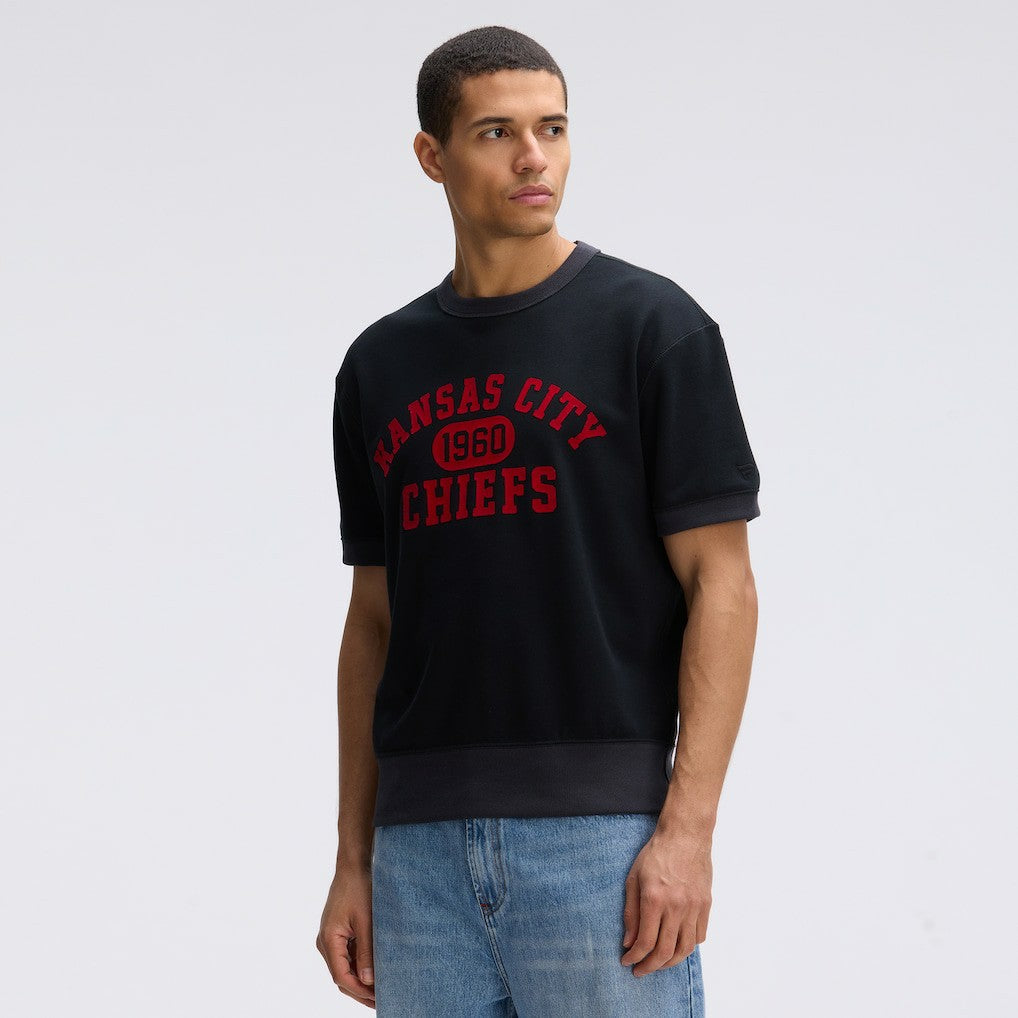 Kansas City Chiefs IconicFleece Short Sleeve Sweatshirt - Black Sweatshirts