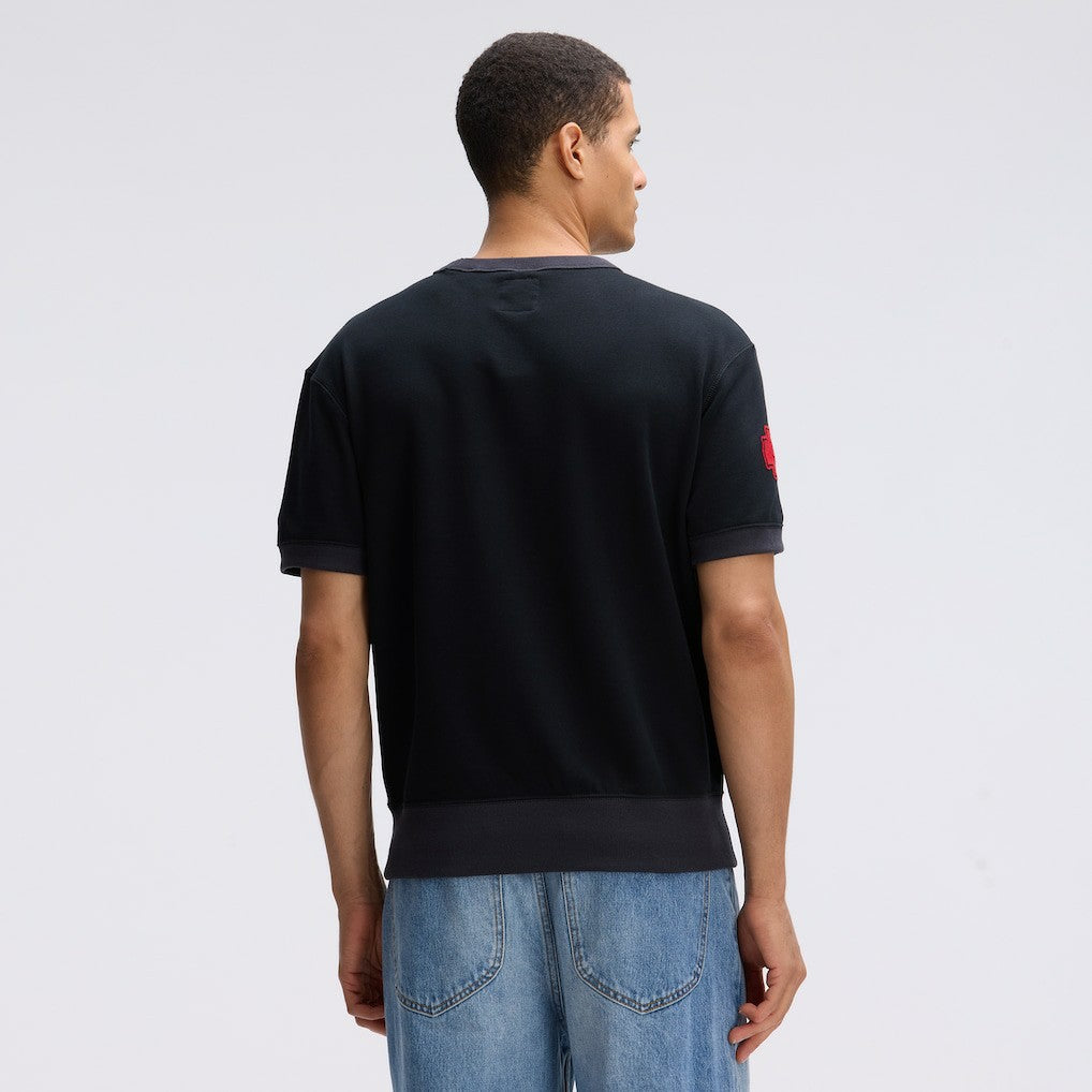 Kansas City Chiefs IconicFleece Short Sleeve Sweatshirt - Black Sweatshirts