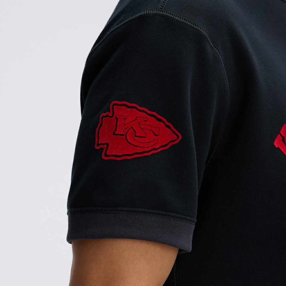 Kansas City Chiefs IconicFleece Short Sleeve Sweatshirt - Black Sweatshirts