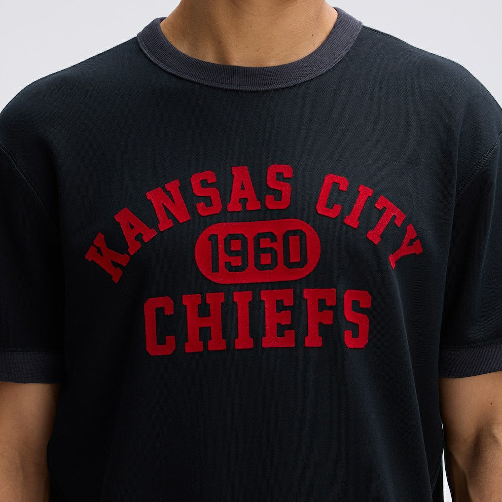Kansas City Chiefs IconicFleece Short Sleeve Sweatshirt - Black Sweatshirts