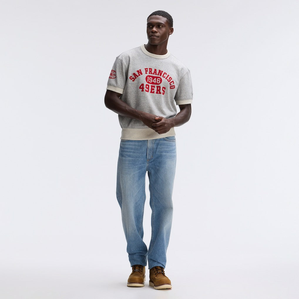 San Francisco 49ers IconicFleece Short Sleeve Sweatshirt - Heather Gray Sweatshirts