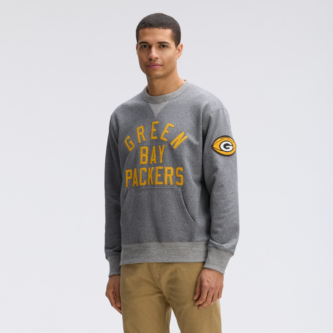 Green Bay Packers IconicFleece Pocket Sweatshirt - Athletic Heather Gray Sweatshirts