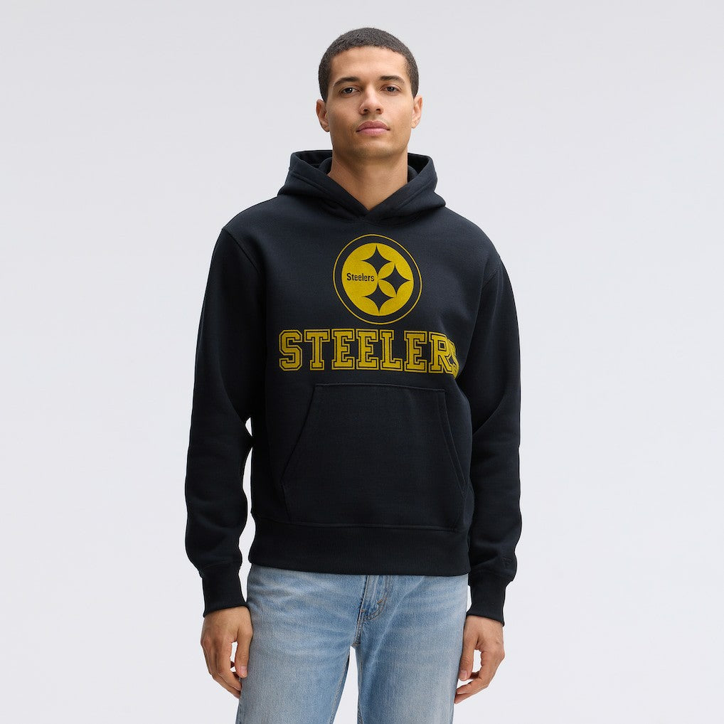 Pittsburgh Steelers IconicFleece Flocked Hoodie - Black Hoodies