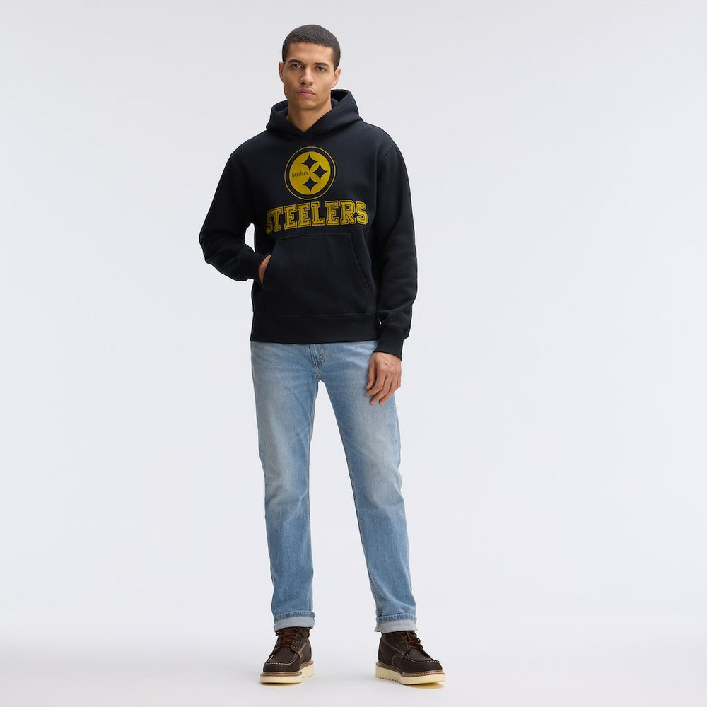 Pittsburgh Steelers IconicFleece Flocked Hoodie - Black Hoodies