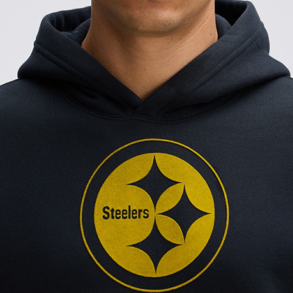 Pittsburgh Steelers IconicFleece Flocked Hoodie - Black Hoodies