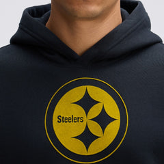 Pittsburgh Steelers IconicFleece Flocked Hoodie - Black Hoodies