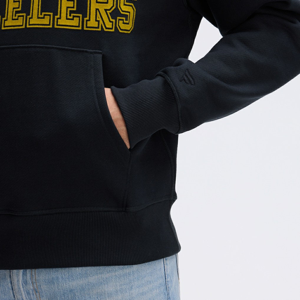 Pittsburgh Steelers IconicFleece Flocked Hoodie - Black Hoodies