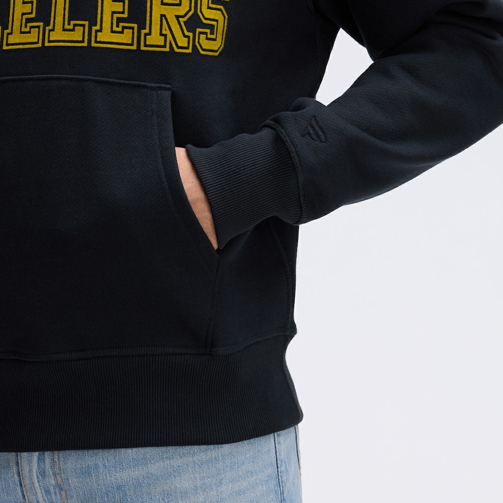 Pittsburgh Steelers IconicFleece Flocked Hoodie - Black Hoodies