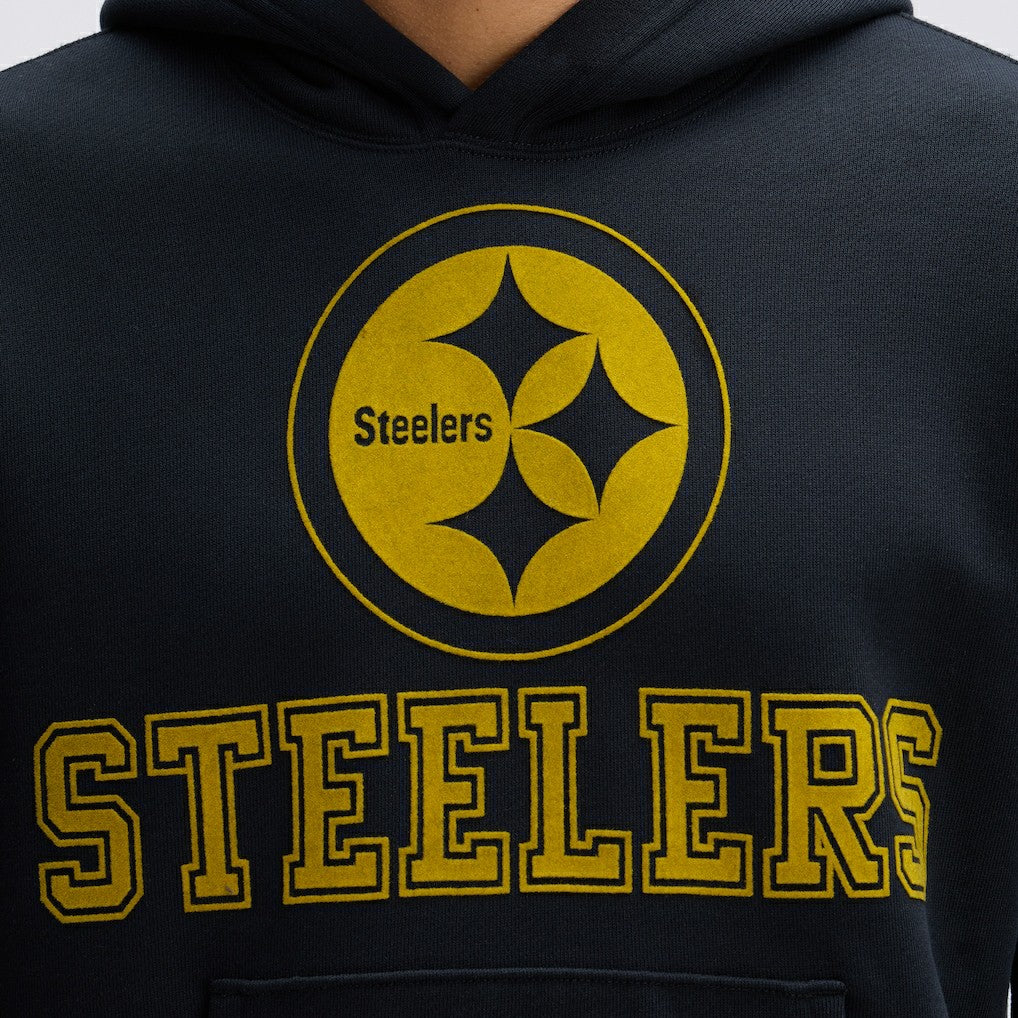 Pittsburgh Steelers IconicFleece Flocked Hoodie - Black Hoodies