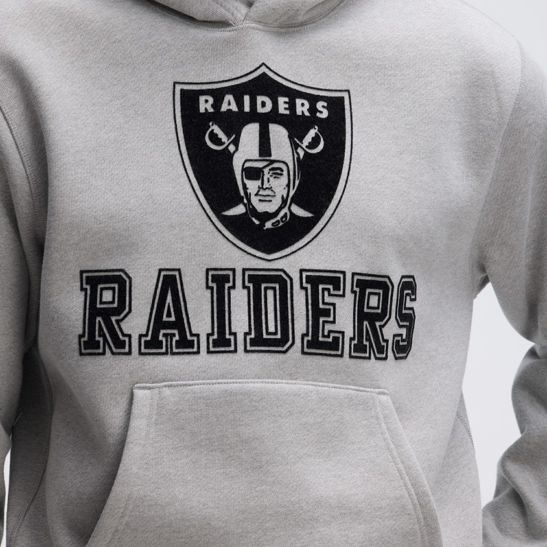 Las Vegas Raiders IconicFleece Flocked Hoodie - Heather Gray Hoodies