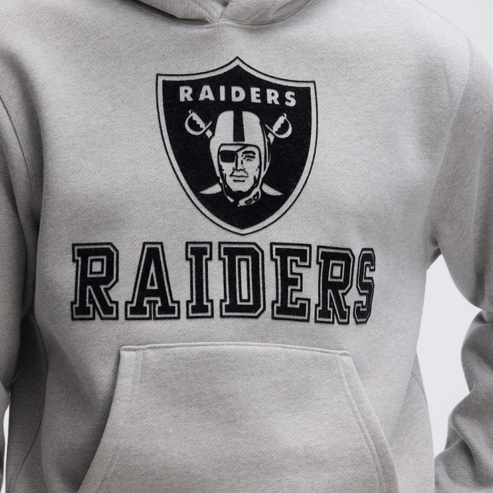 Las Vegas Raiders IconicFleece Flocked Hoodie - Heather Gray Hoodies