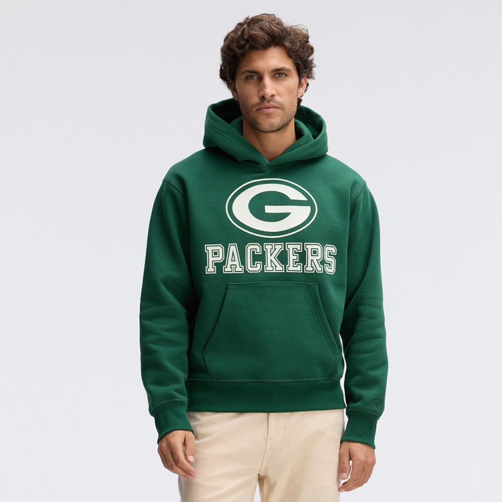 Green Bay Packers IconicFleece Flocked Hoodie - Green Hoodies