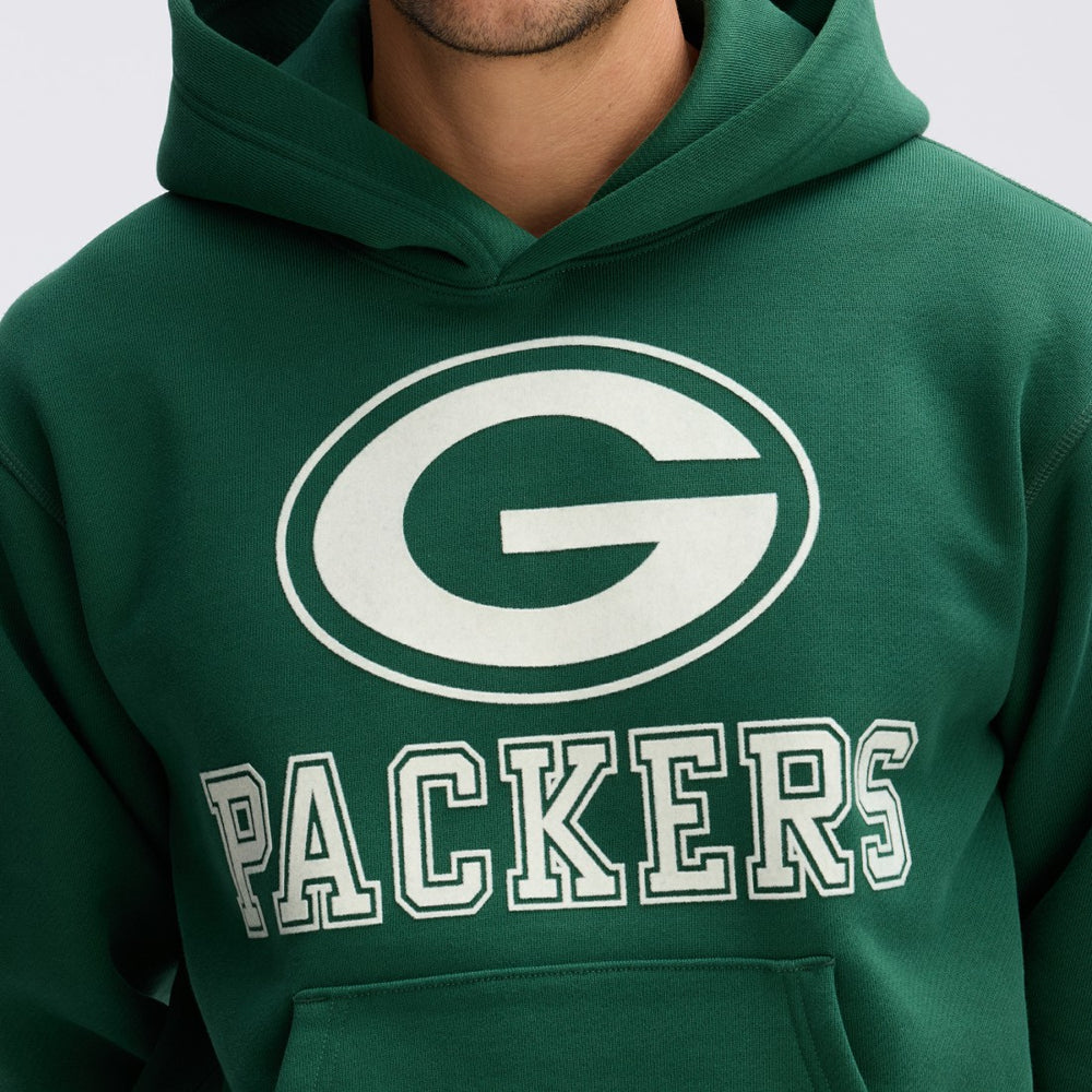 Green Bay Packers IconicFleece Flocked Hoodie - Green Hoodies