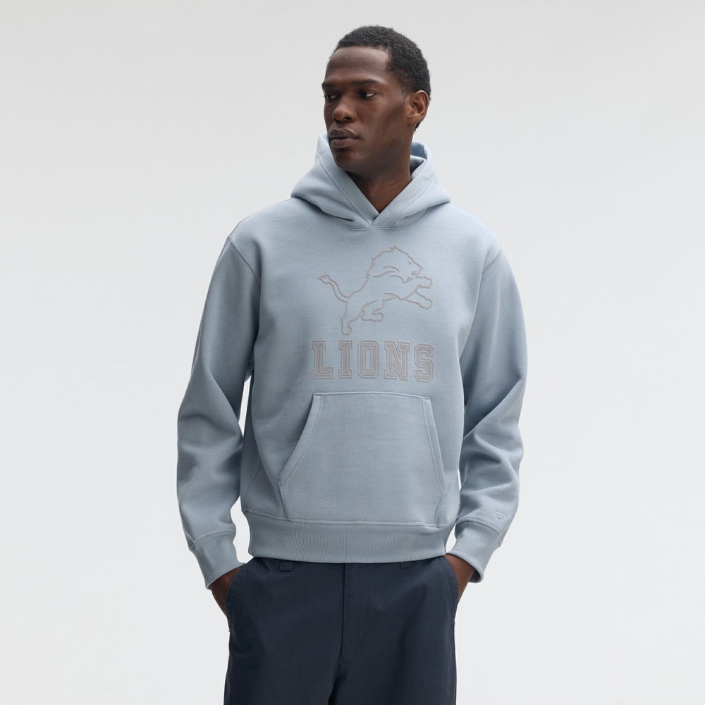 Detroit Lions IconicFleece Flocked Hoodie - Light Blue Hoodies