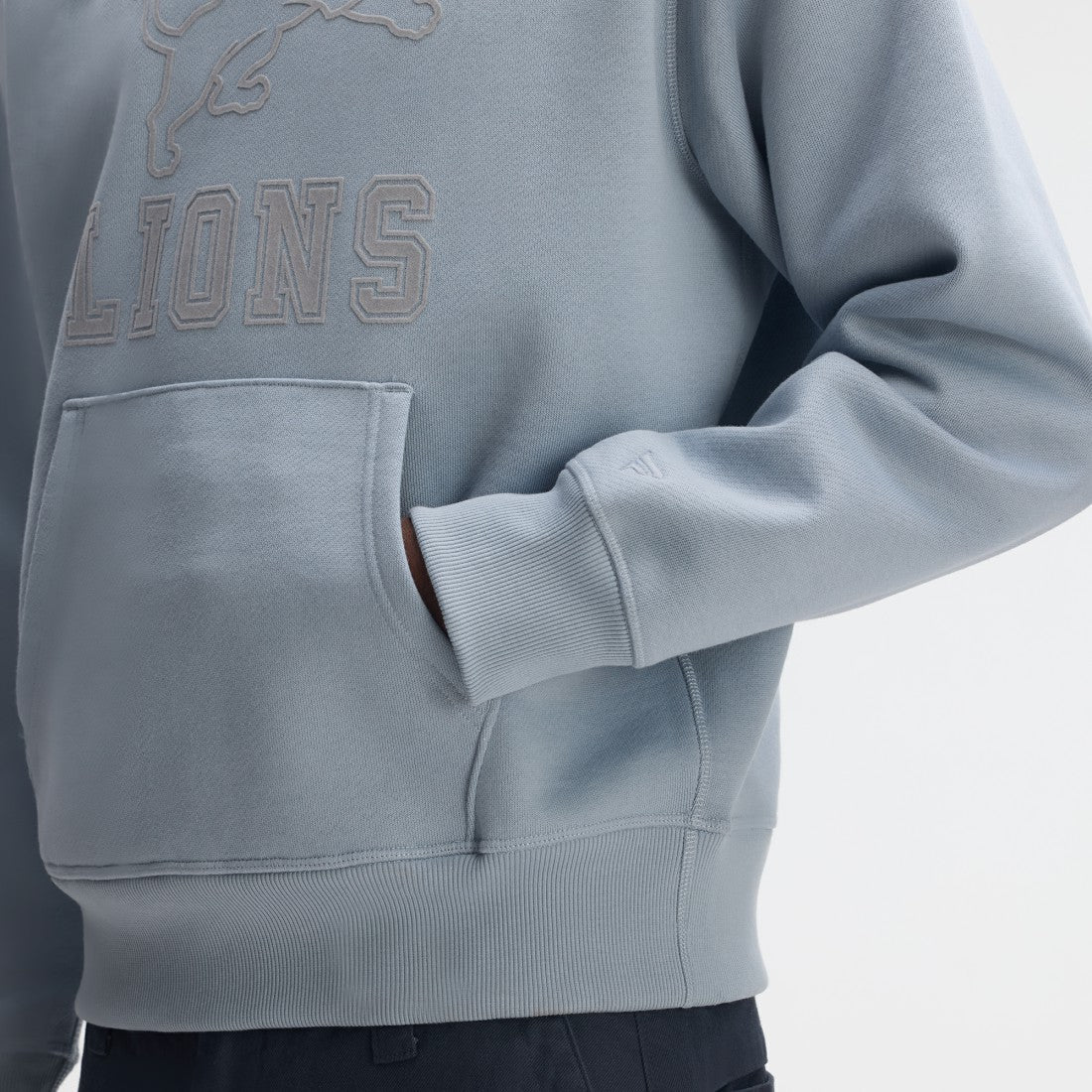 Detroit Lions IconicFleece Flocked Hoodie - Light Blue Hoodies