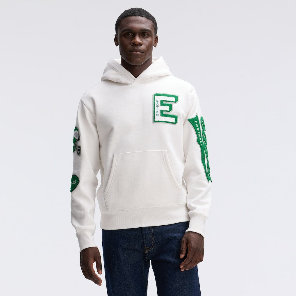 Philadelphia Eagles IconicFleece Letterman Hoodie - Oatmeal Hoodies