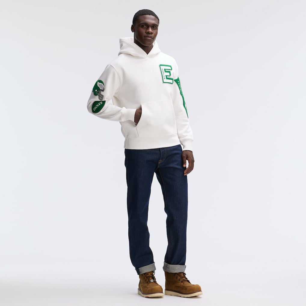 Philadelphia Eagles IconicFleece Letterman Hoodie - Oatmeal Hoodies
