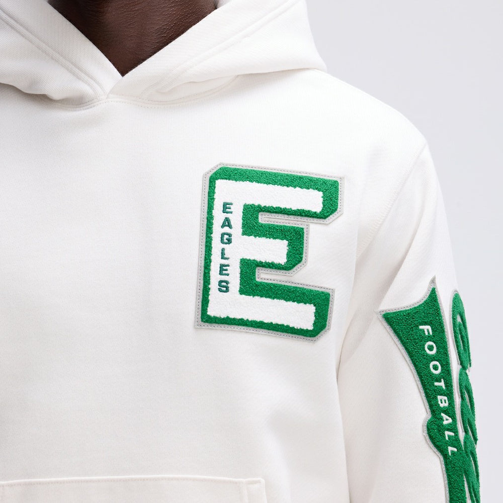 Philadelphia Eagles IconicFleece Letterman Hoodie - Oatmeal Hoodies