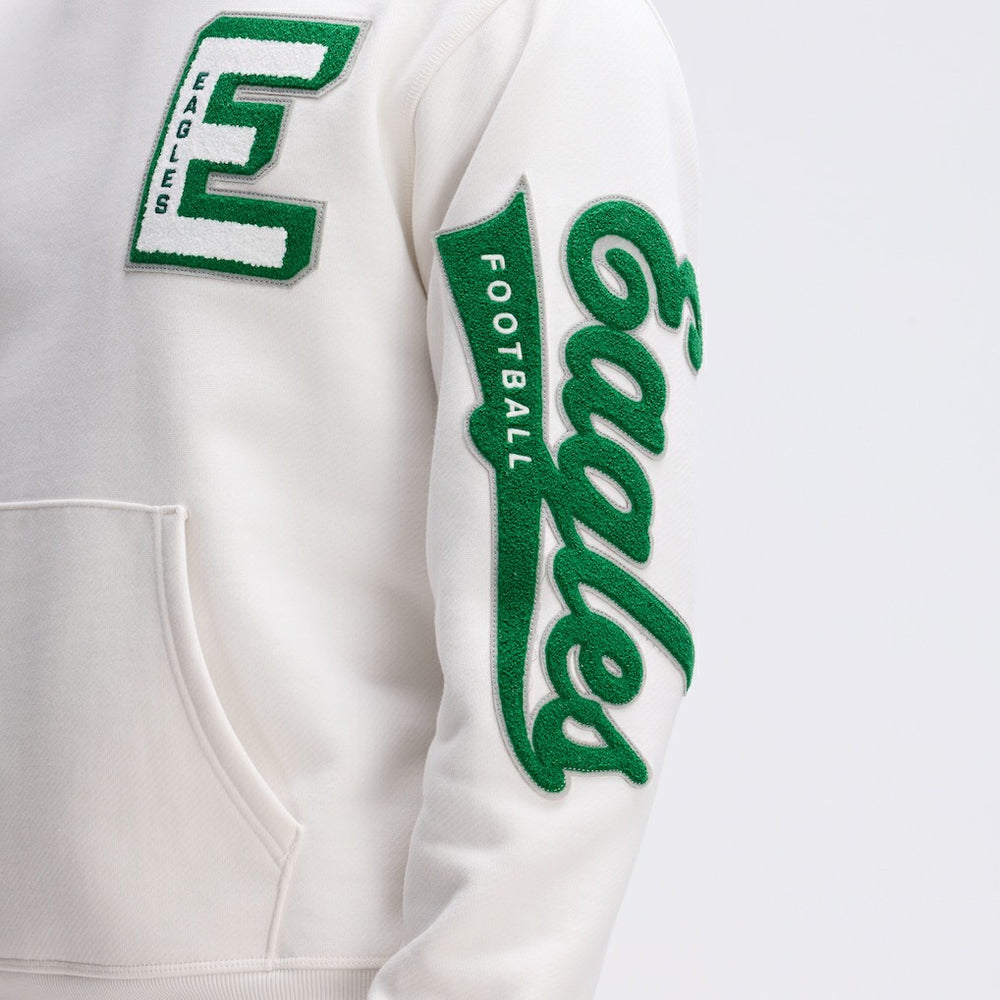 Philadelphia Eagles IconicFleece Letterman Hoodie - Oatmeal Hoodies