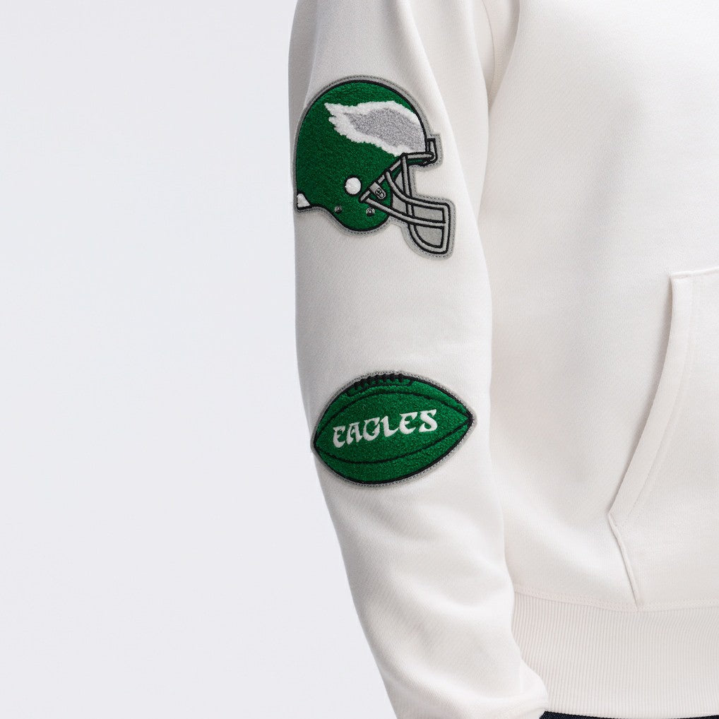 Philadelphia Eagles IconicFleece Letterman Hoodie - Oatmeal Hoodies