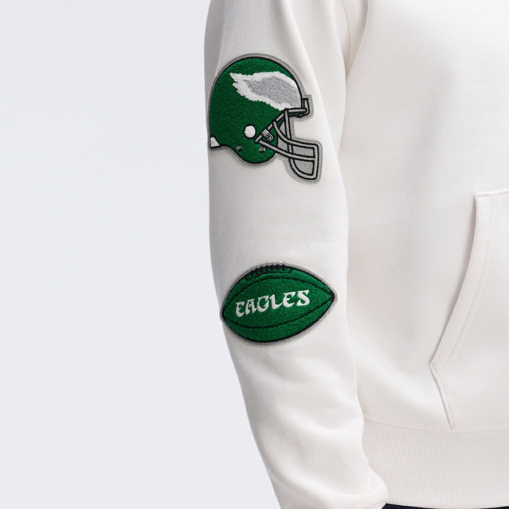 Philadelphia Eagles IconicFleece Letterman Hoodie - Oatmeal Hoodies