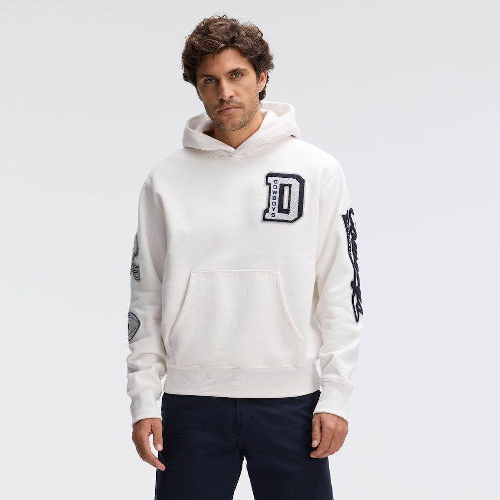 Dallas Cowboys IconicFleece Letterman Hoodie - Oatmeal Hoodies
