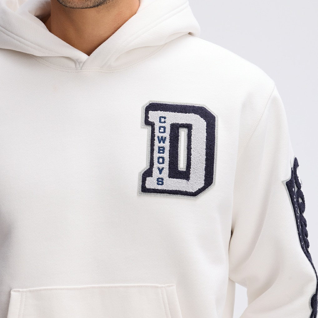 Dallas Cowboys IconicFleece Letterman Hoodie - Oatmeal Hoodies