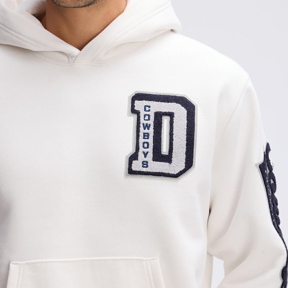Dallas Cowboys IconicFleece Letterman Hoodie - Oatmeal Hoodies