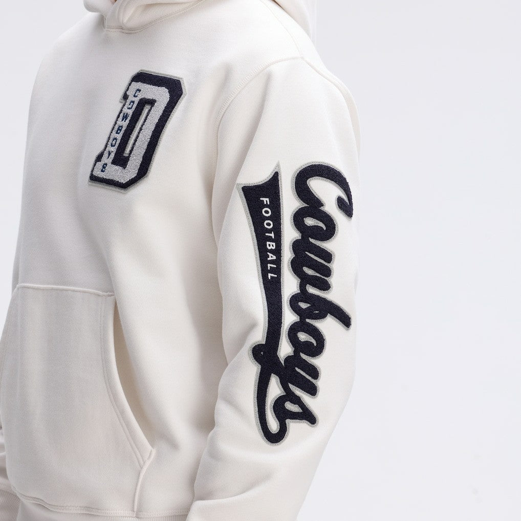 Dallas Cowboys IconicFleece Letterman Hoodie - Oatmeal Hoodies
