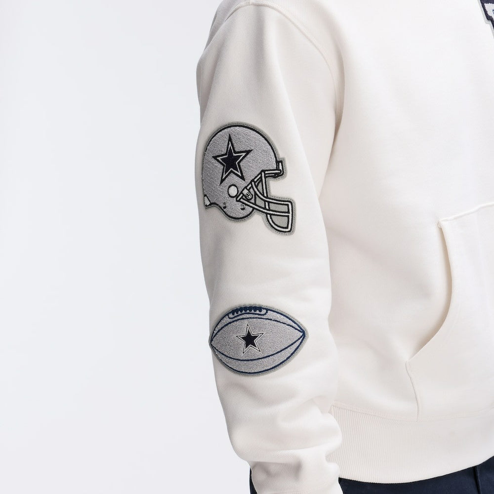 Dallas Cowboys IconicFleece Letterman Hoodie - Oatmeal Hoodies