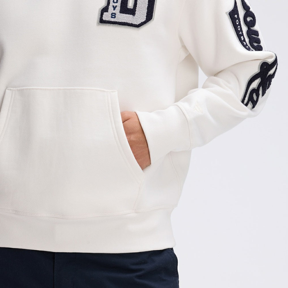 Dallas Cowboys IconicFleece Letterman Hoodie - Oatmeal Hoodies