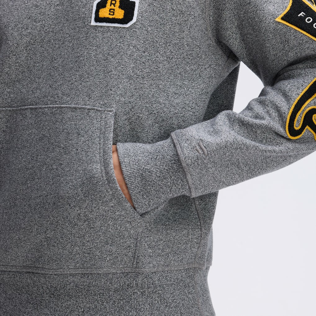 Pittsburgh Steelers IconicFleece Letterman Hoodie - Athletic Heather Gray Hoodies