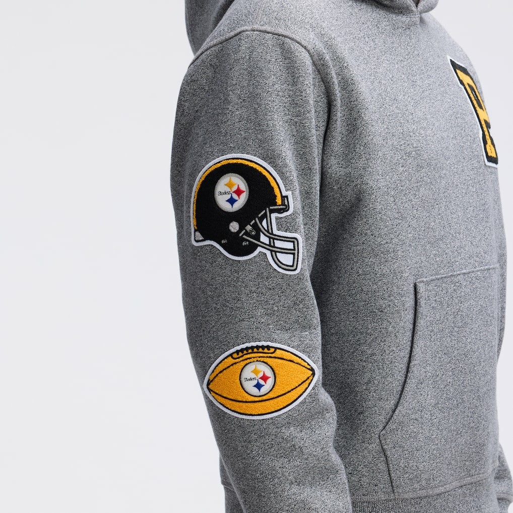 Pittsburgh Steelers IconicFleece Letterman Hoodie - Athletic Heather Gray Hoodies