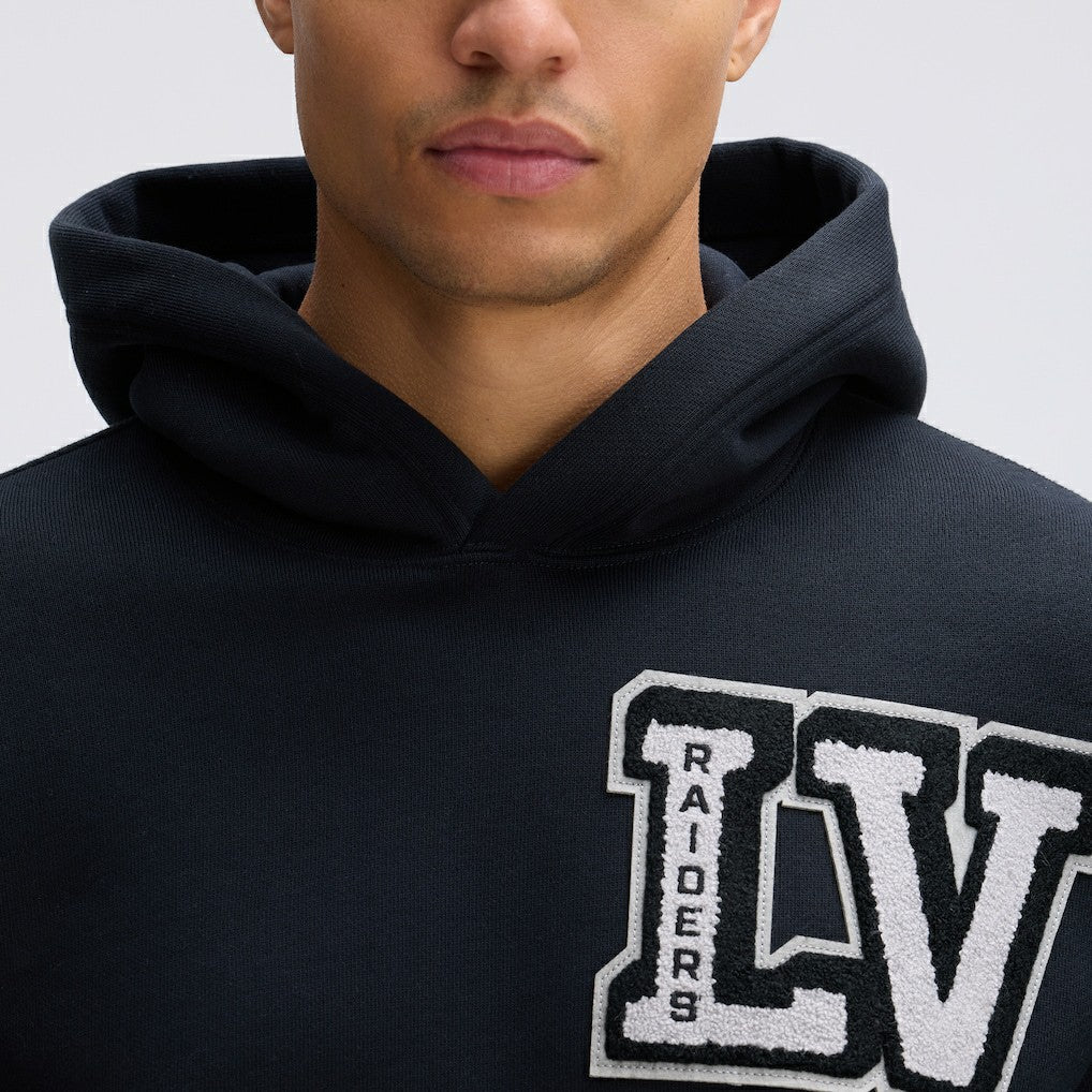 Las Vegas Raiders IconicFleece Letterman Hoodie - Black Hoodies