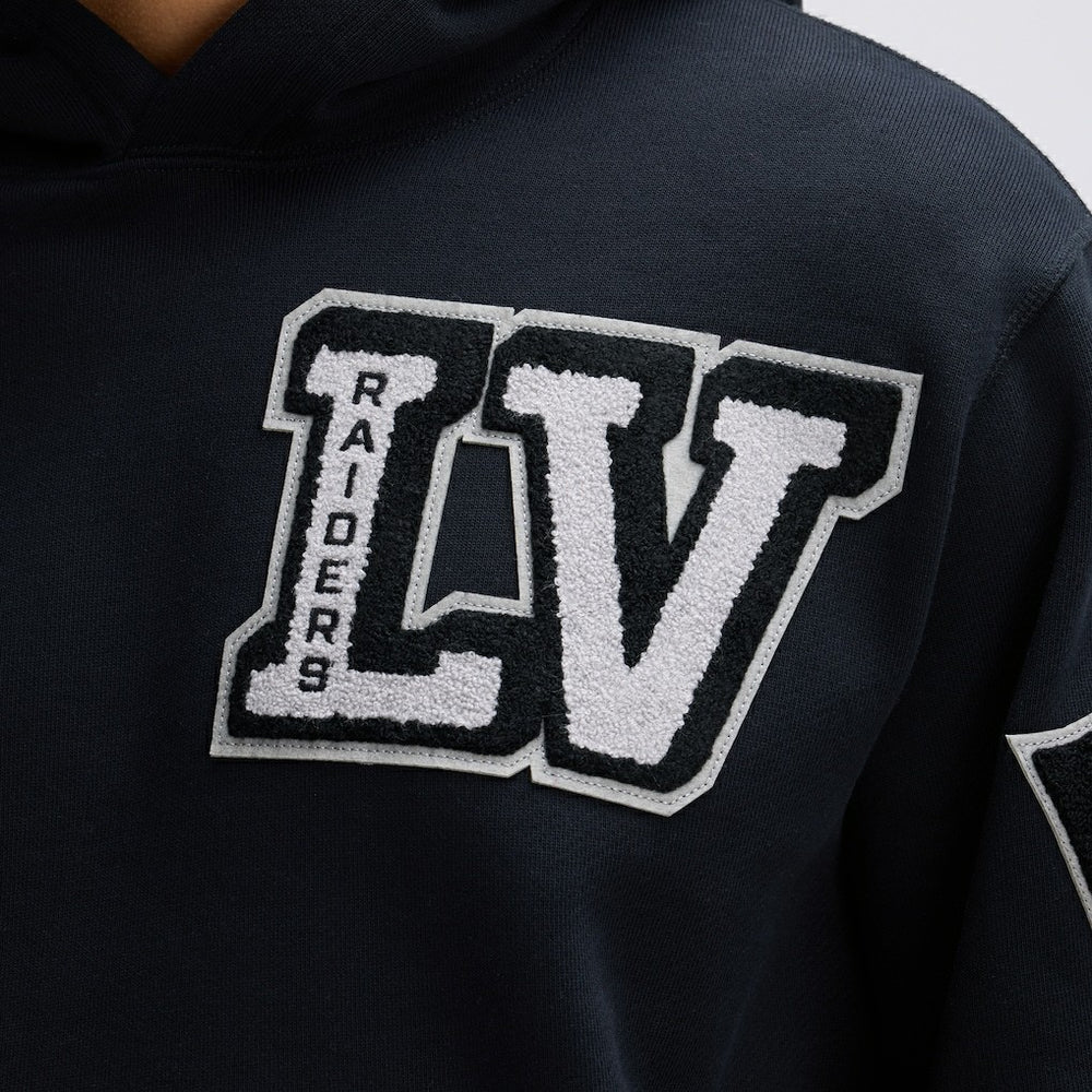 Las Vegas Raiders IconicFleece Letterman Hoodie - Black Hoodies