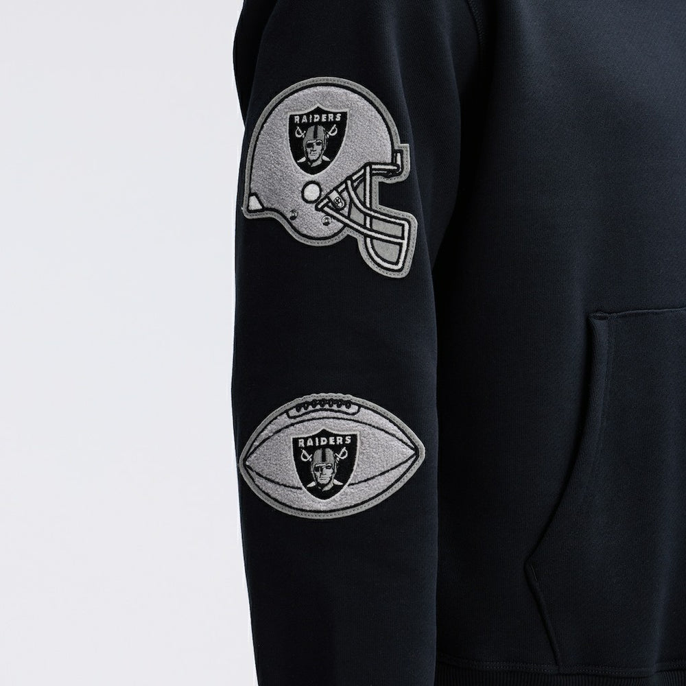 Las Vegas Raiders IconicFleece Letterman Hoodie - Black Hoodies