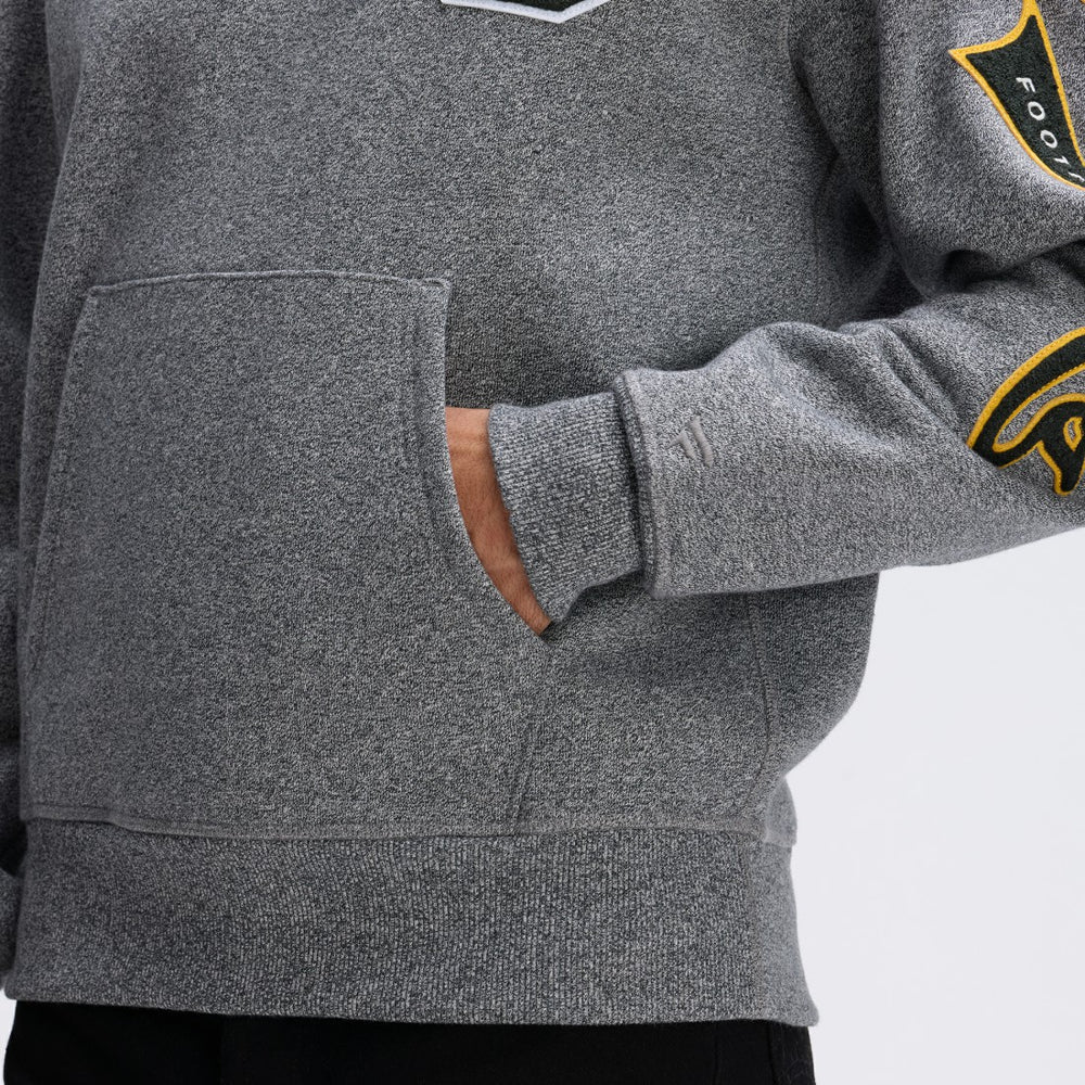 Green Bay Packers IconicFleece Letterman Hoodie - Athletic Heather Gray Hoodies