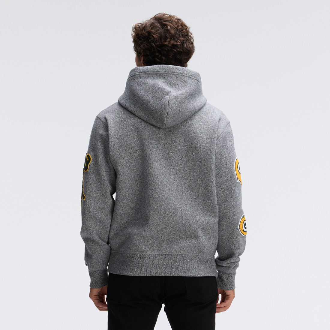 Green Bay Packers IconicFleece Letterman Hoodie - Athletic Heather Gray Hoodies