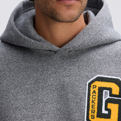 Green Bay Packers IconicFleece Letterman Hoodie - Athletic Heather Gray Hoodies