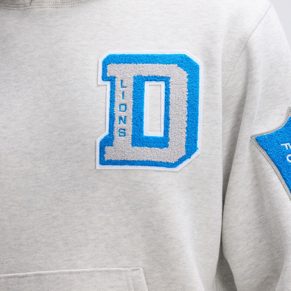 Detroit Lions IconicFleece Letterman Hoodie - Heather Gray Hoodies