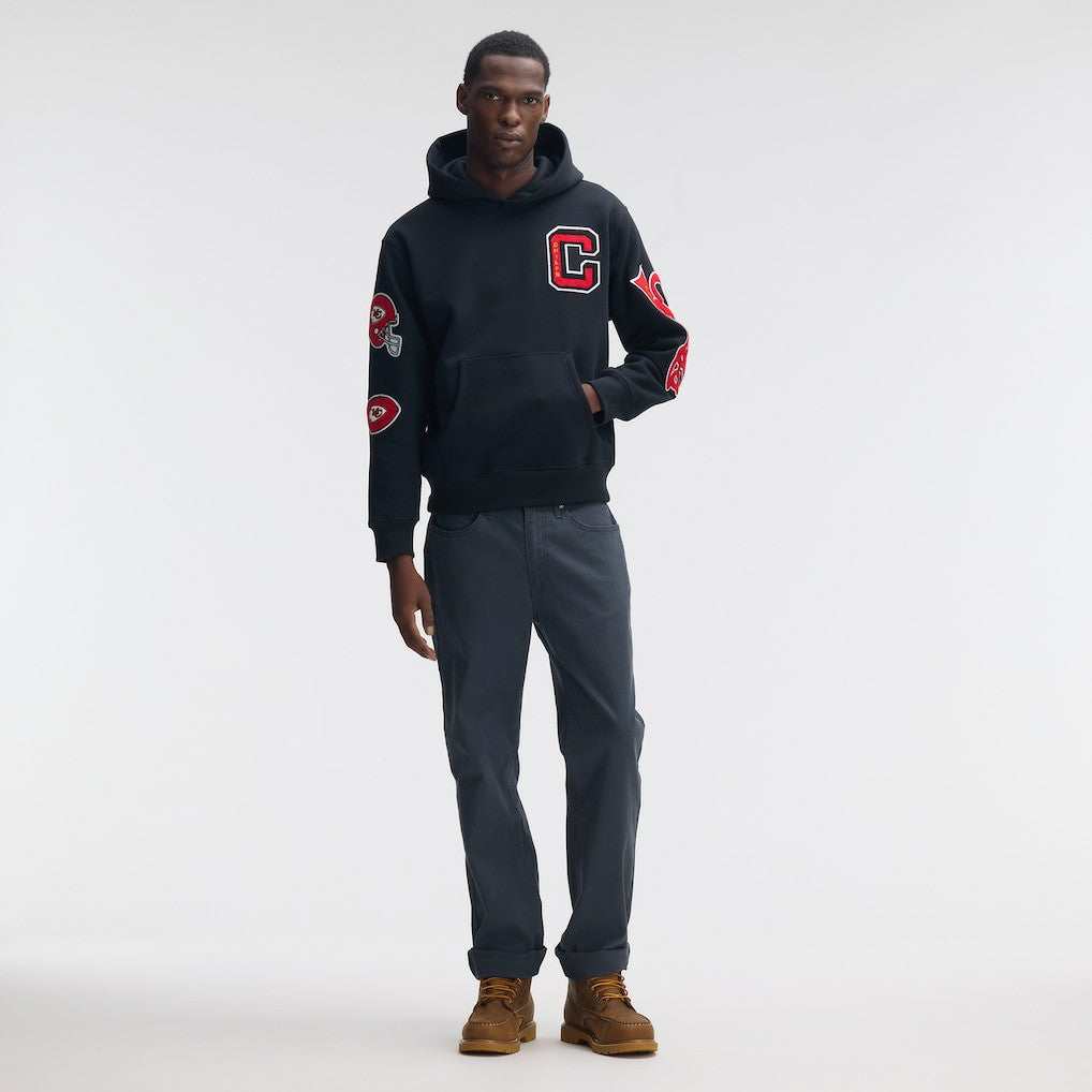 Kansas City Chiefs IconicFleece Letterman Hoodie - Black Hoodies