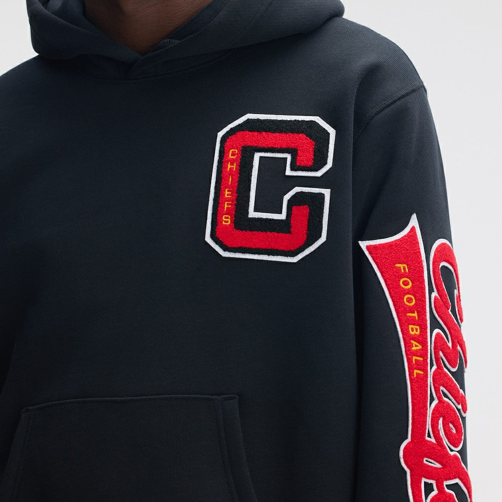 Kansas City Chiefs IconicFleece Letterman Hoodie - Black Hoodies