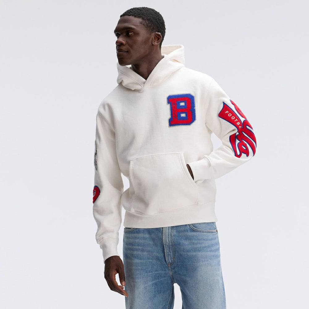 Buffalo Bills IconicFleece Letterman Hoodie - Oatmeal Hoodies