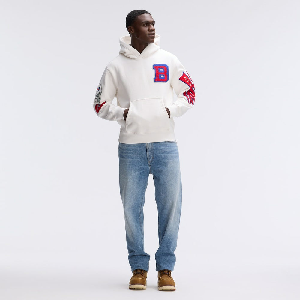 Buffalo Bills IconicFleece Letterman Hoodie - Oatmeal Hoodies