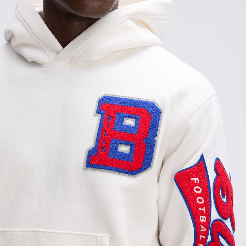 Buffalo Bills IconicFleece Letterman Hoodie - Oatmeal Hoodies