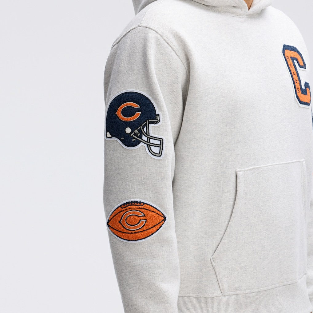 Chicago Bears IconicFleece Letterman Hoodie - Heather Gray Hoodies
