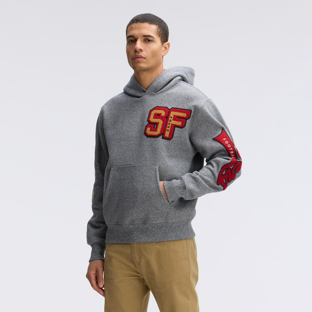 San Francisco 49ers IconicFleece Letterman Hoodie - Athletic Heather Gray Hoodies