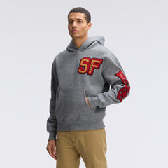 San Francisco 49ers IconicFleece Letterman Hoodie - Athletic Heather Gray Hoodies